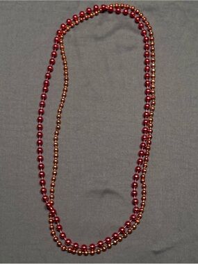 2 Piece Red & Orange Party Bead Necklaces